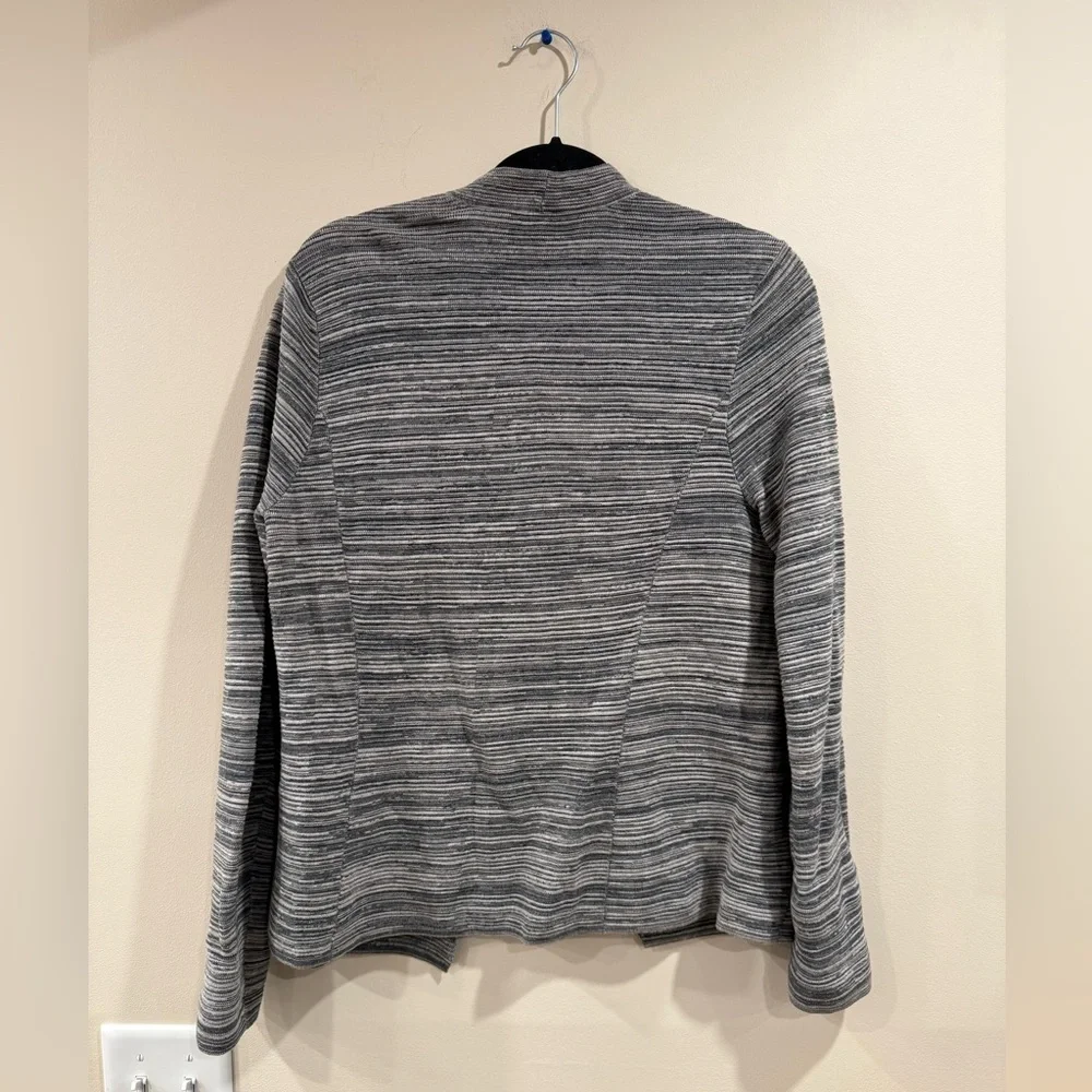🔥Eileen Fisher Striped Gray Open Cardigan Sweater Size S EUC🔥
